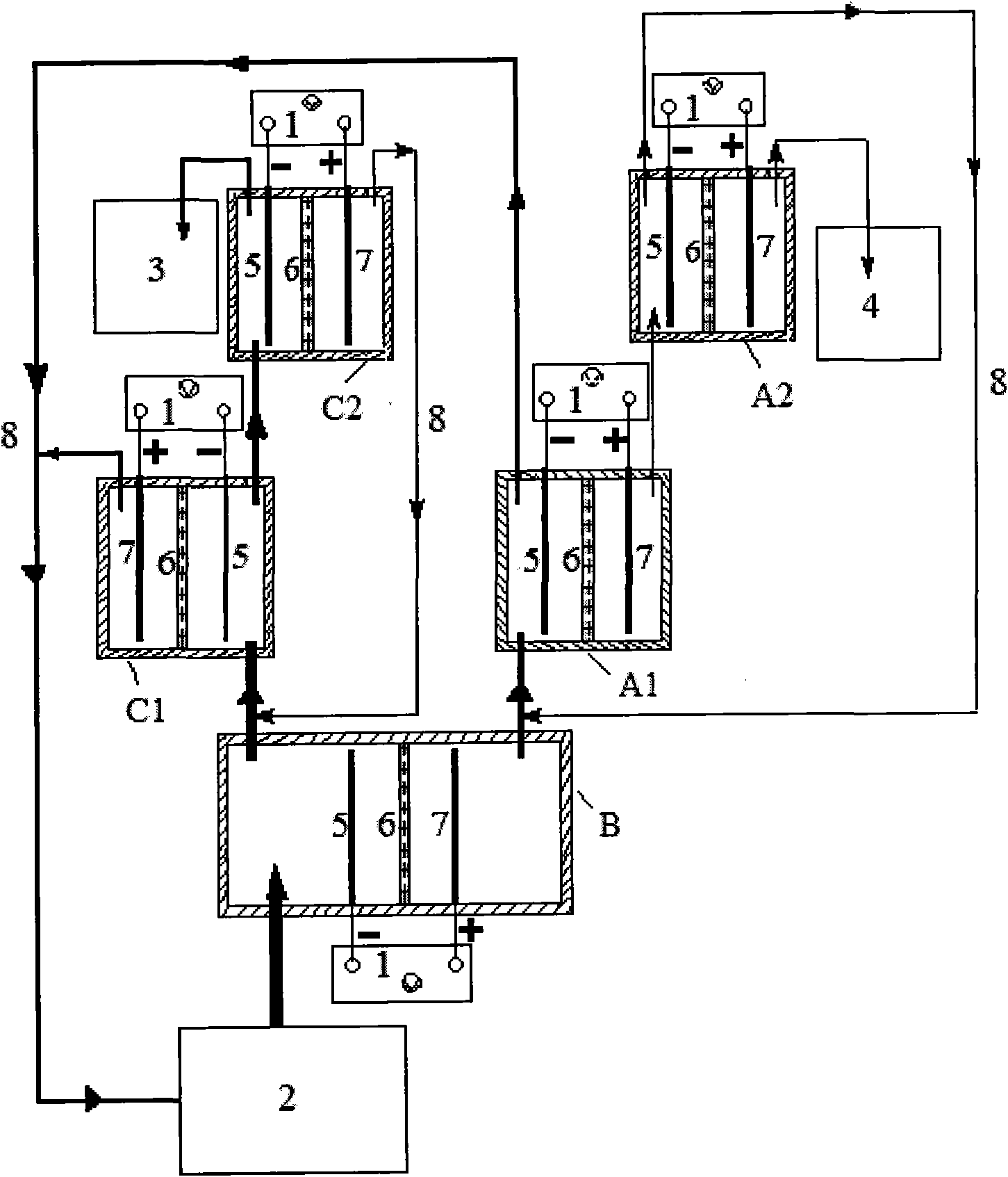 Electrochemical device for wastewater treatment and method for treating wastewater by using same