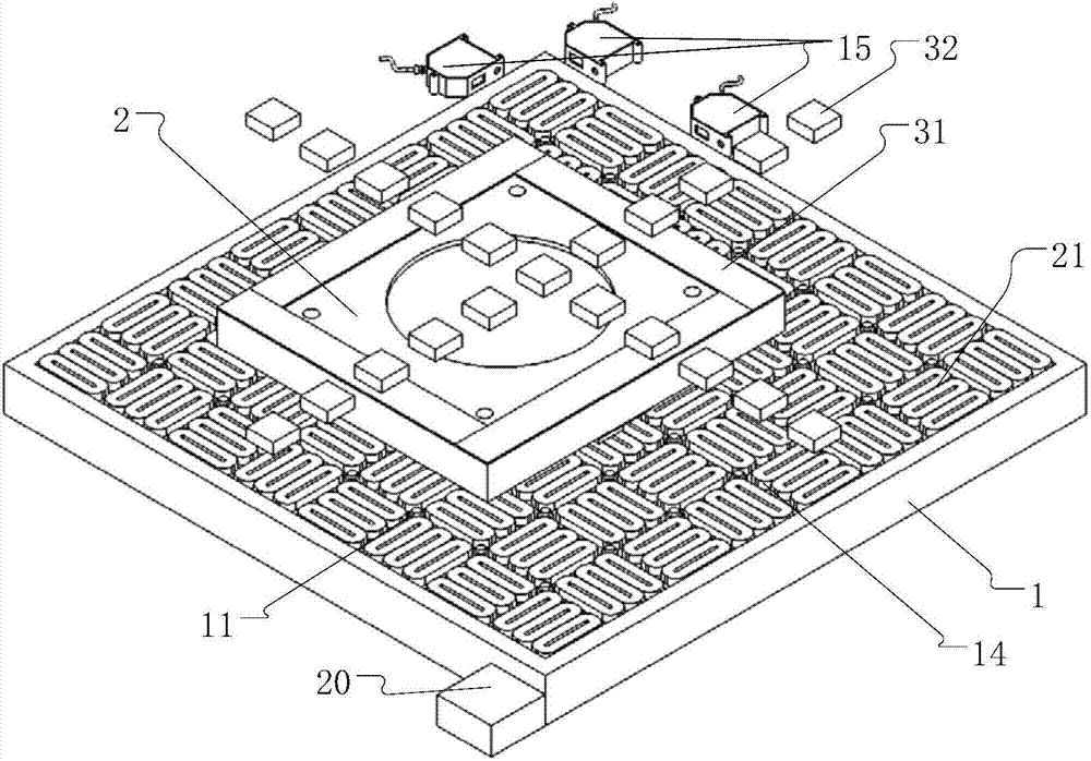 Moving-iron cableless six-degree-of-freedom magnetic levitation motion platform with vacuum cover