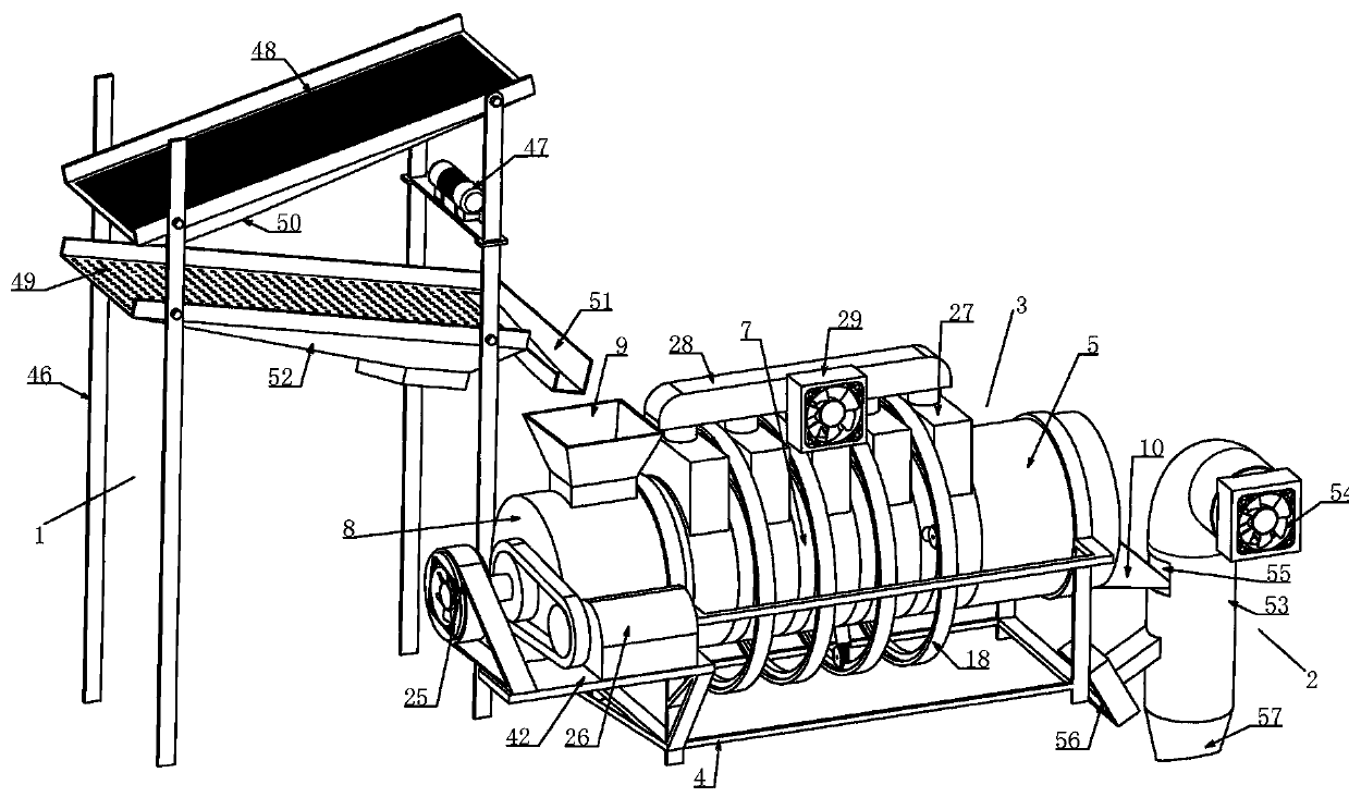 A dust removal and feeding device for a grain color sorter