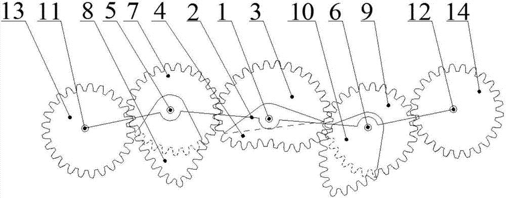 Combined incomplete eccentric circle - non-circular gear planetary gear train vegetable seedling picking mechanism