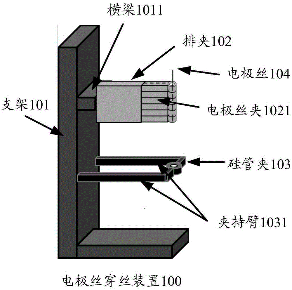 Electrode wire threading device and method