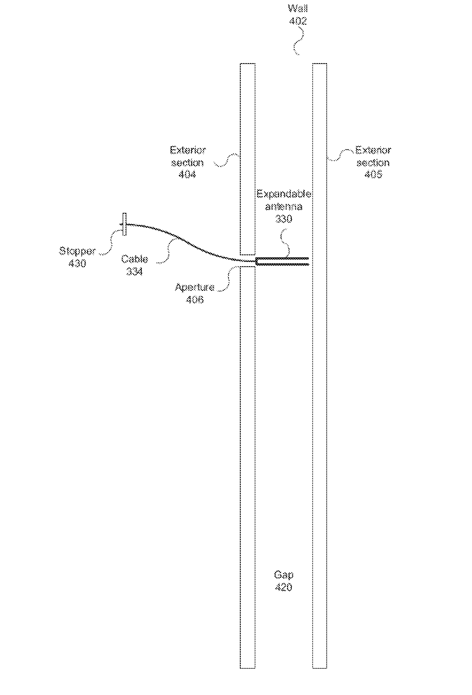 Expandable in-wall antenna for a security system control unit