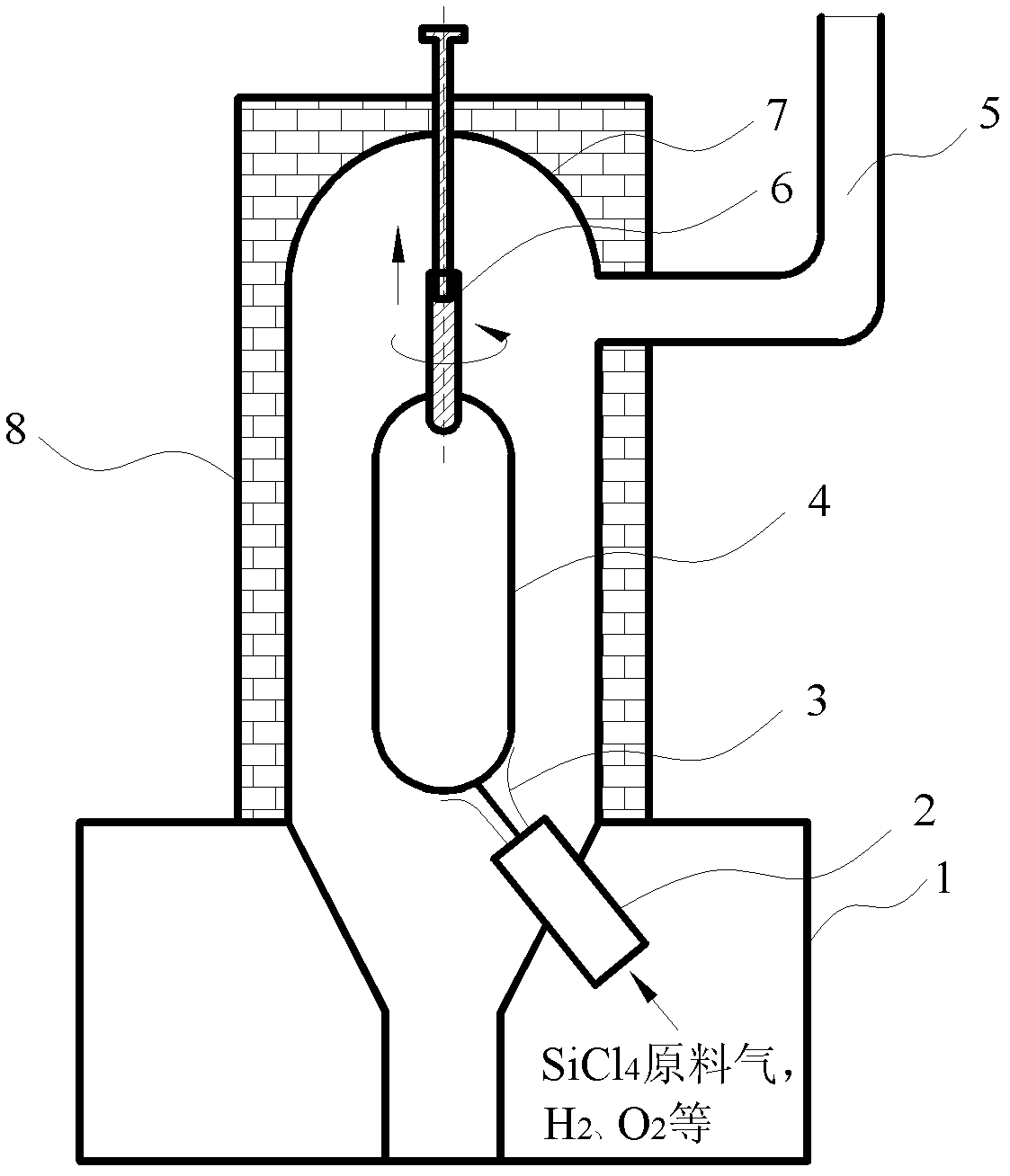 Method for indirect synthesis of quartz glass, special equipment used therein and quartz glass