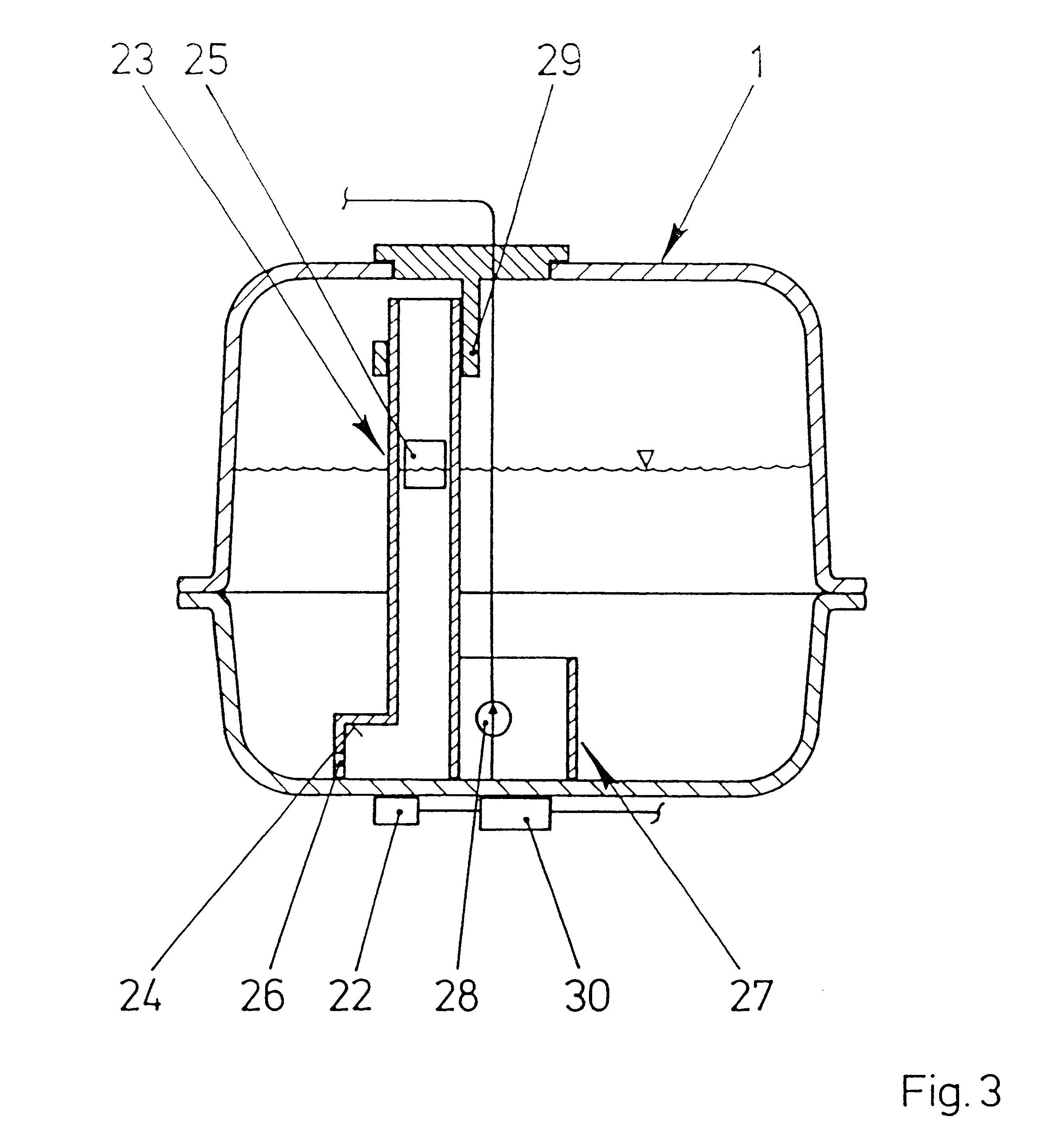 Device for measuring a fill level of a liquid in a container