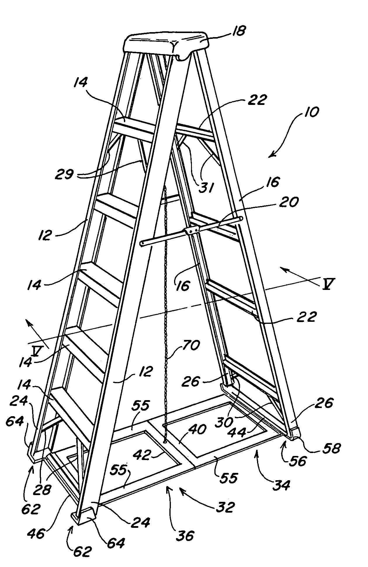 Stabilizer for folding step ladders