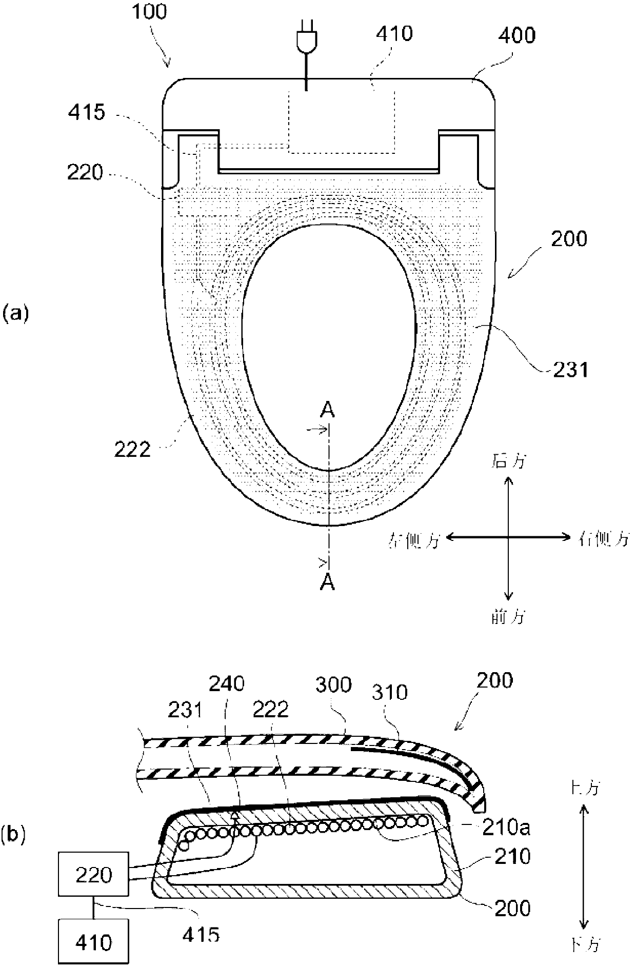 Heated toilet seat device