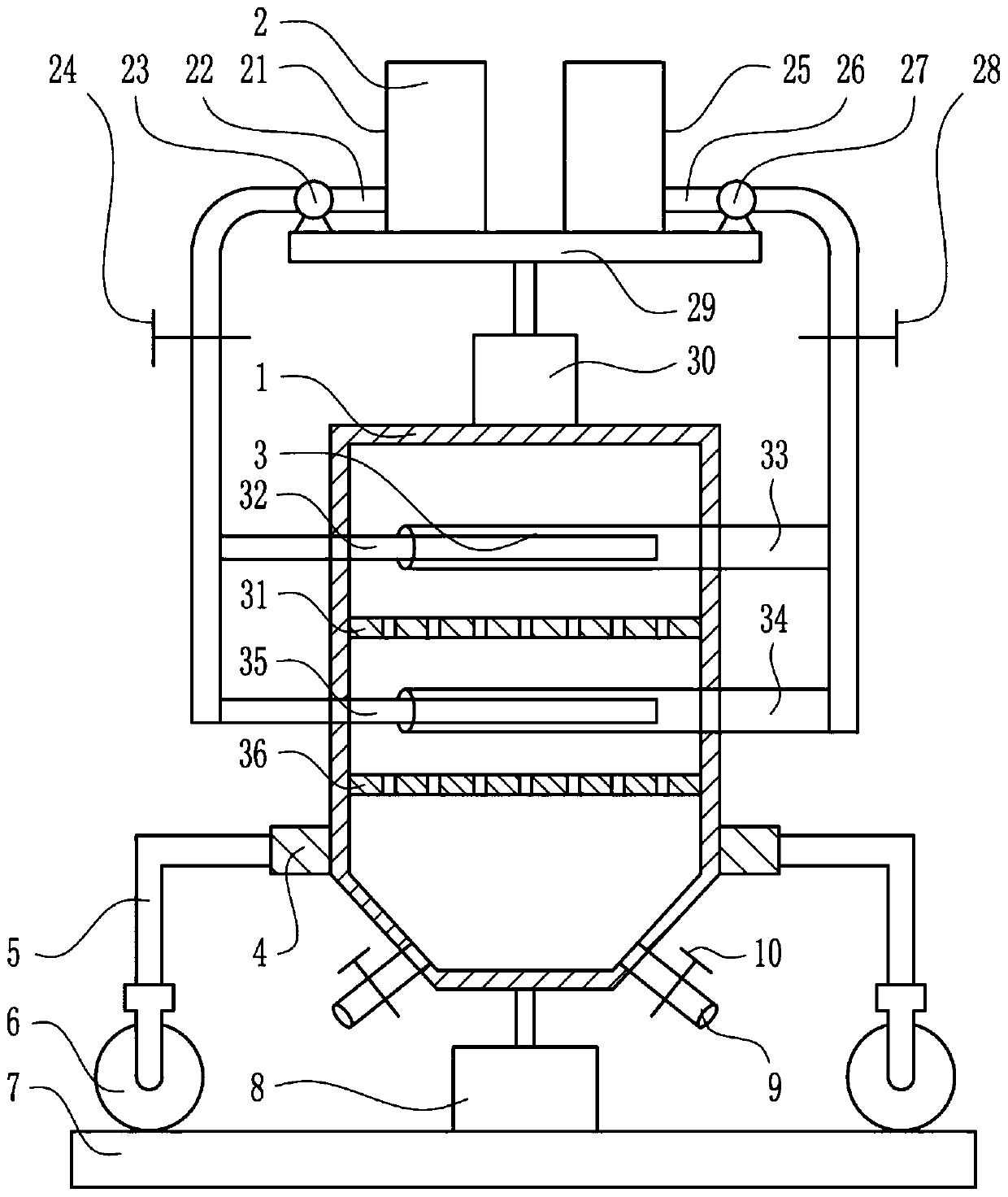 Novel extraction device for rare earth feed liquid