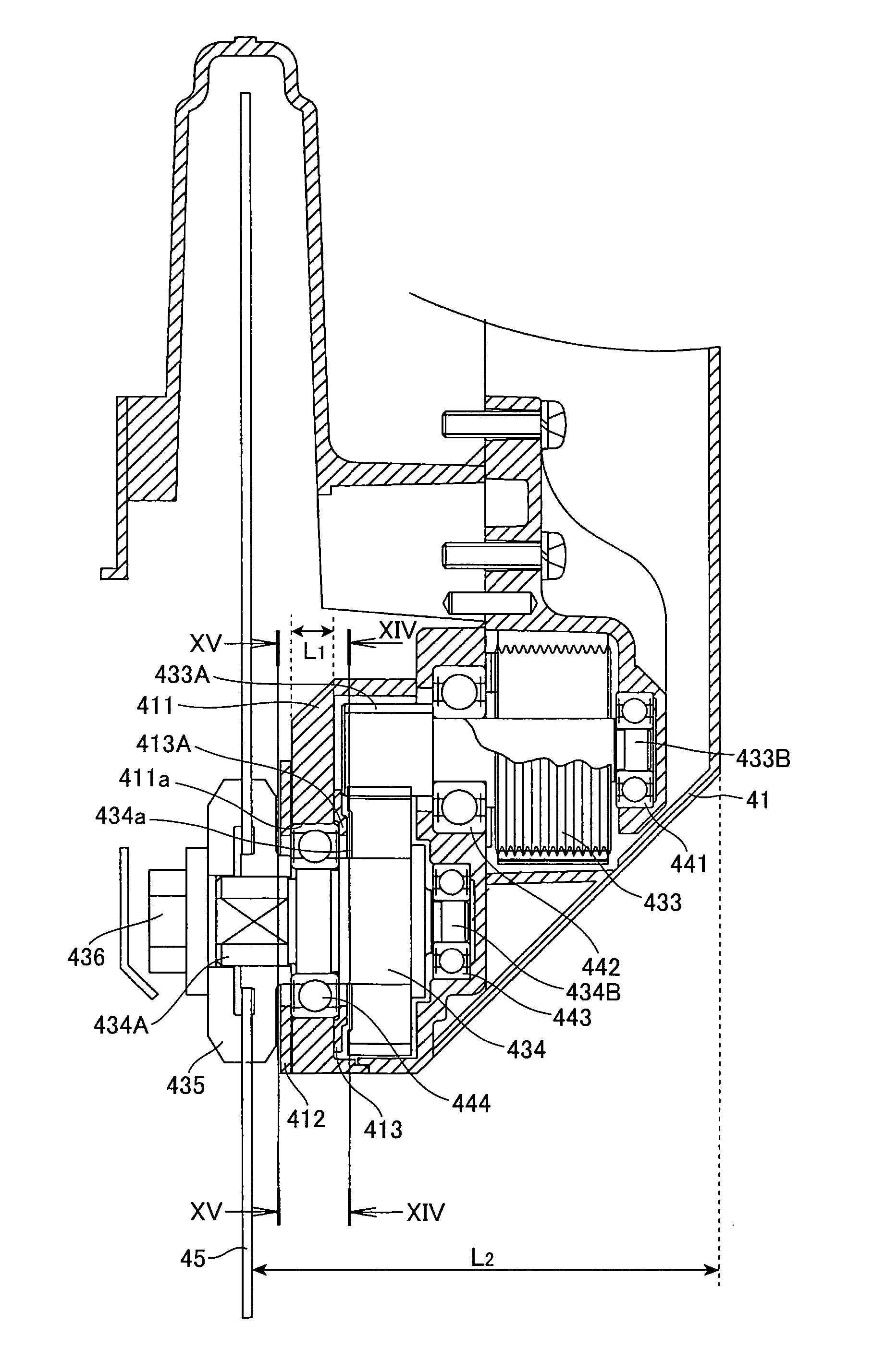 Miter saw having compact gear case at cutting portion