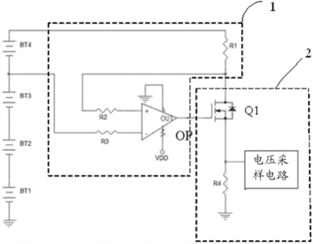 High-end sampling battery voltage circuit