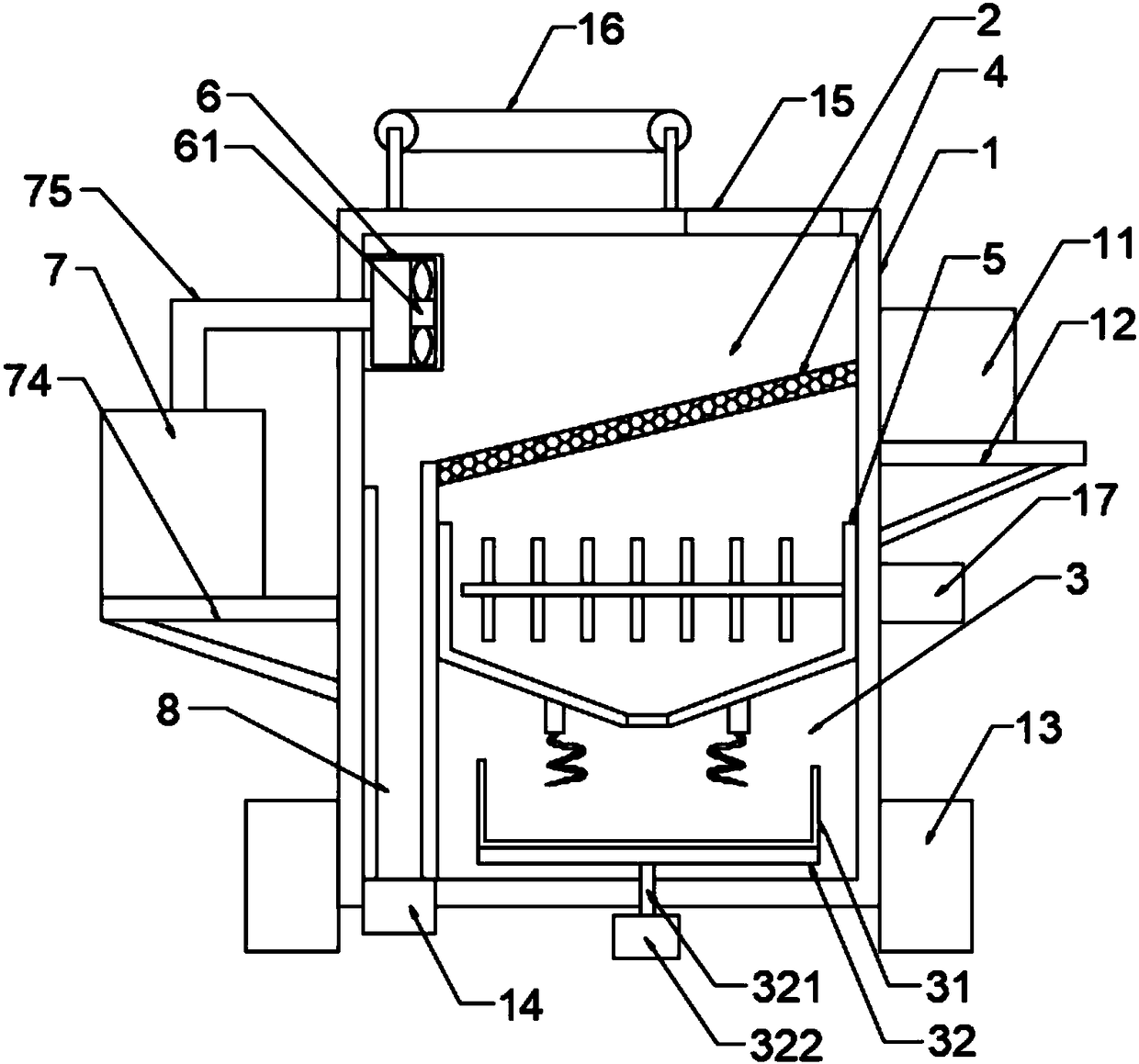 Fodder screening device for hu sheep breeding