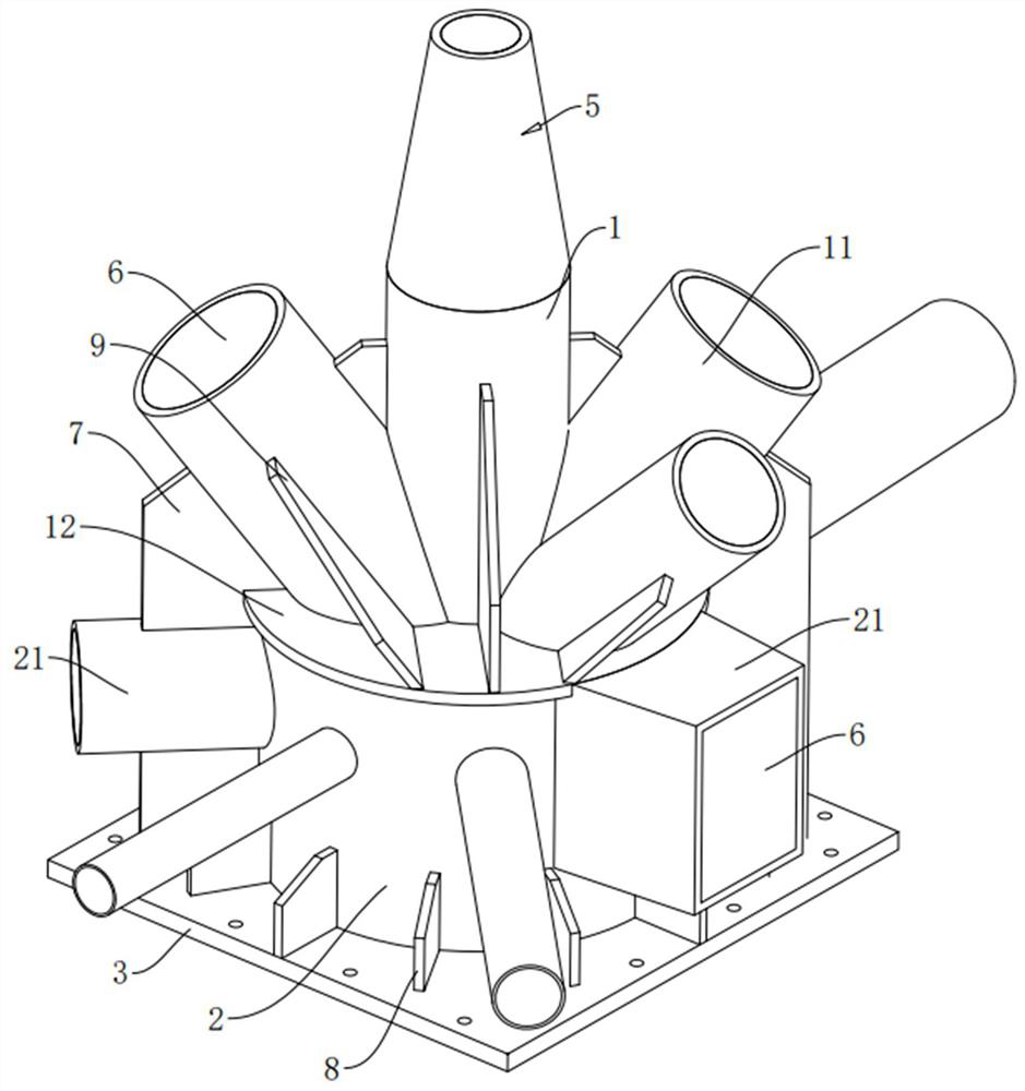 Large-span V-shaped truss structure system support node