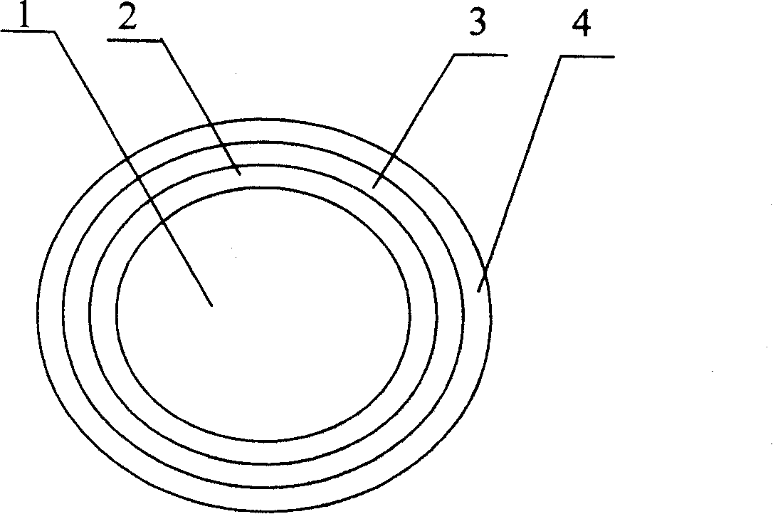 Method for continuously preparing phase step type plastics optical fibre by multi-layer co-extruded method