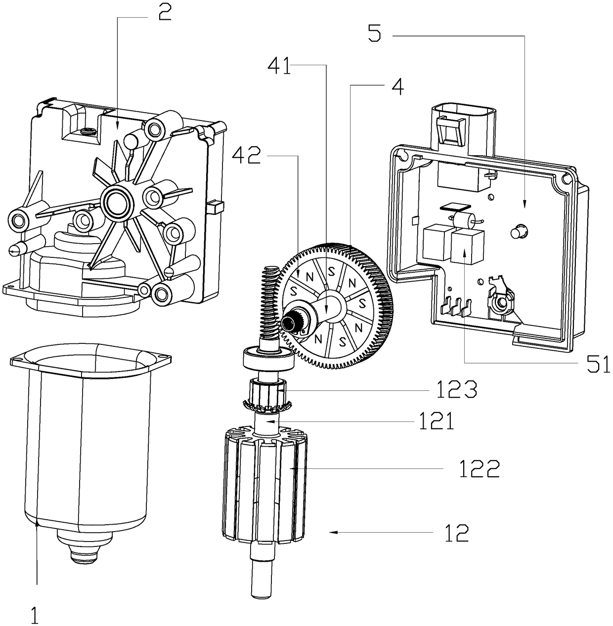 Noise-reducing wiper motor