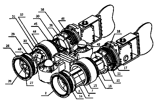 Dual-body underwater vehicle propelled by mixing bionic swing and propellers