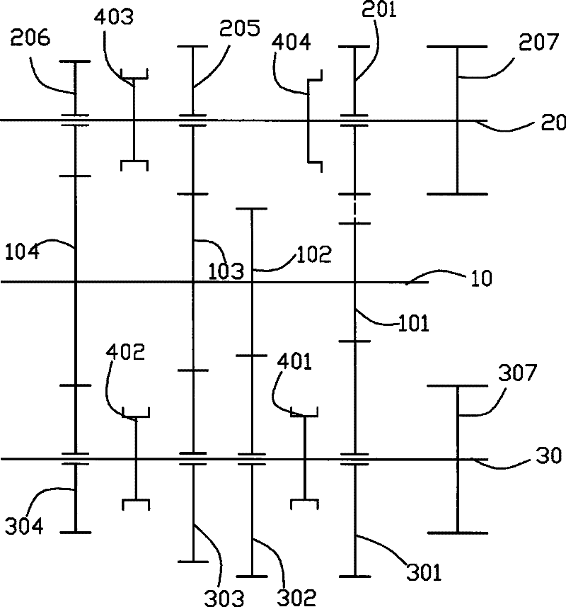 Arrangement structure of transmission gear shaft system