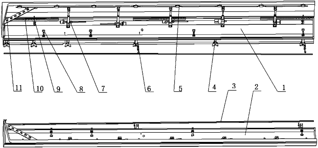 Oppositely-opened folding carbon fiber cabin cover of large cabin body