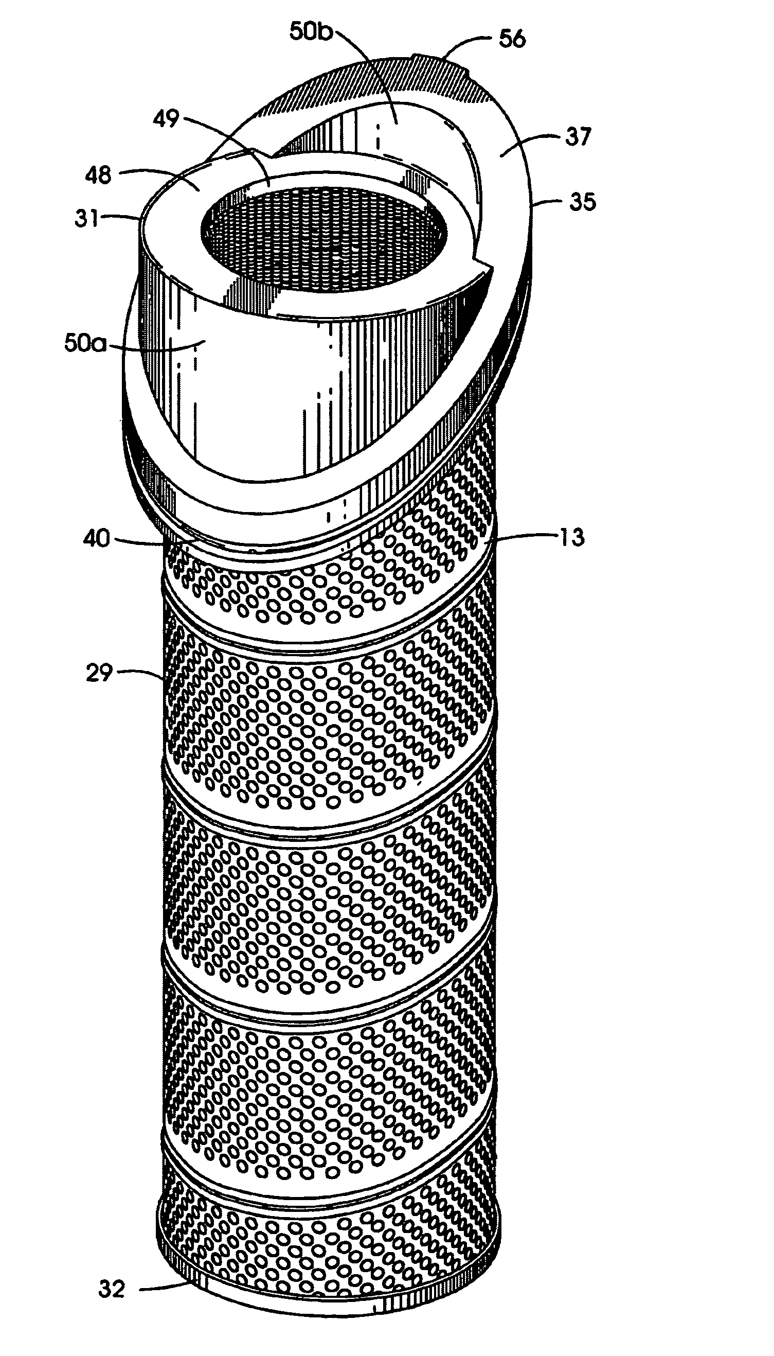 Filter element with off-axis end cap