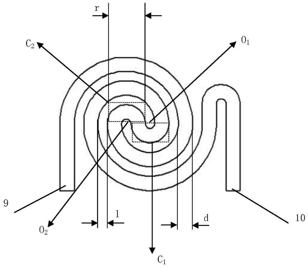 Double-helix planar waveguide magnetic field sensor and manufacturing method thereof