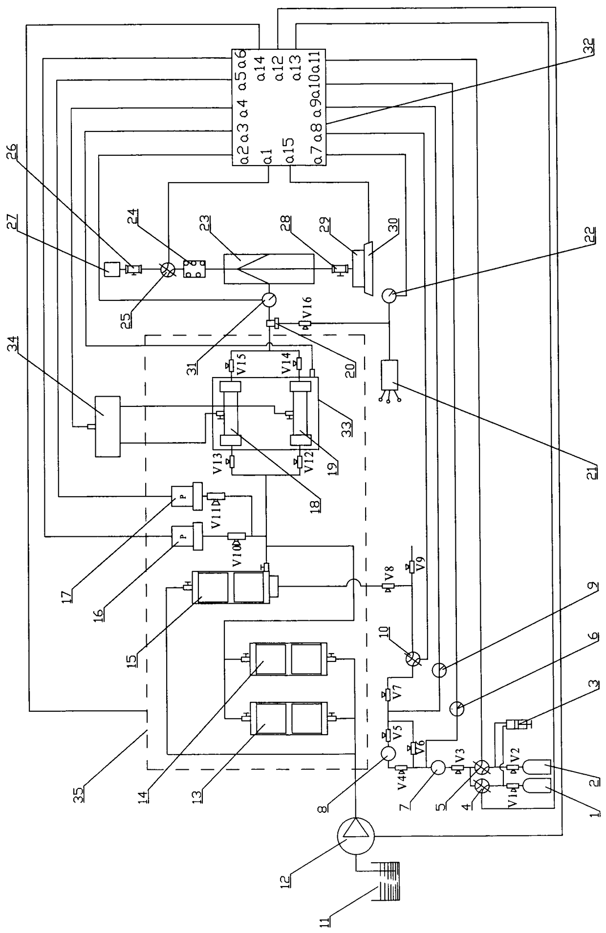 Testing device and method for permeability of uranium tailing and underlying rock-soil layer of uranium tailing pond