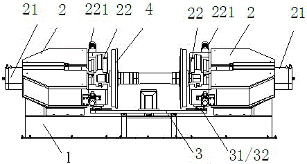 A double-head jaw type wheel set unloading machine