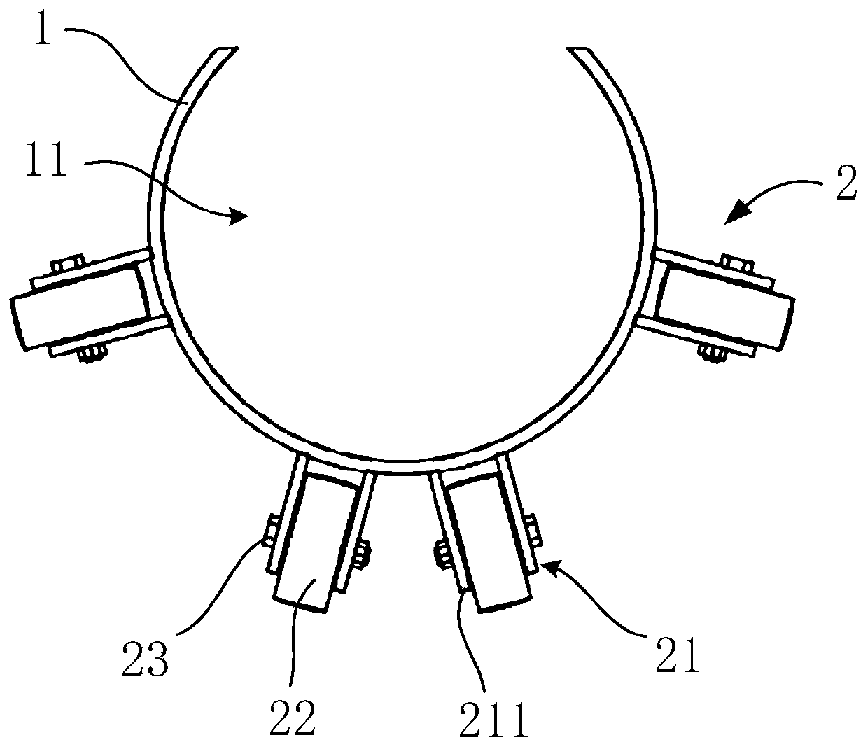 Pipe cable hoop and pipe cable laying assembly