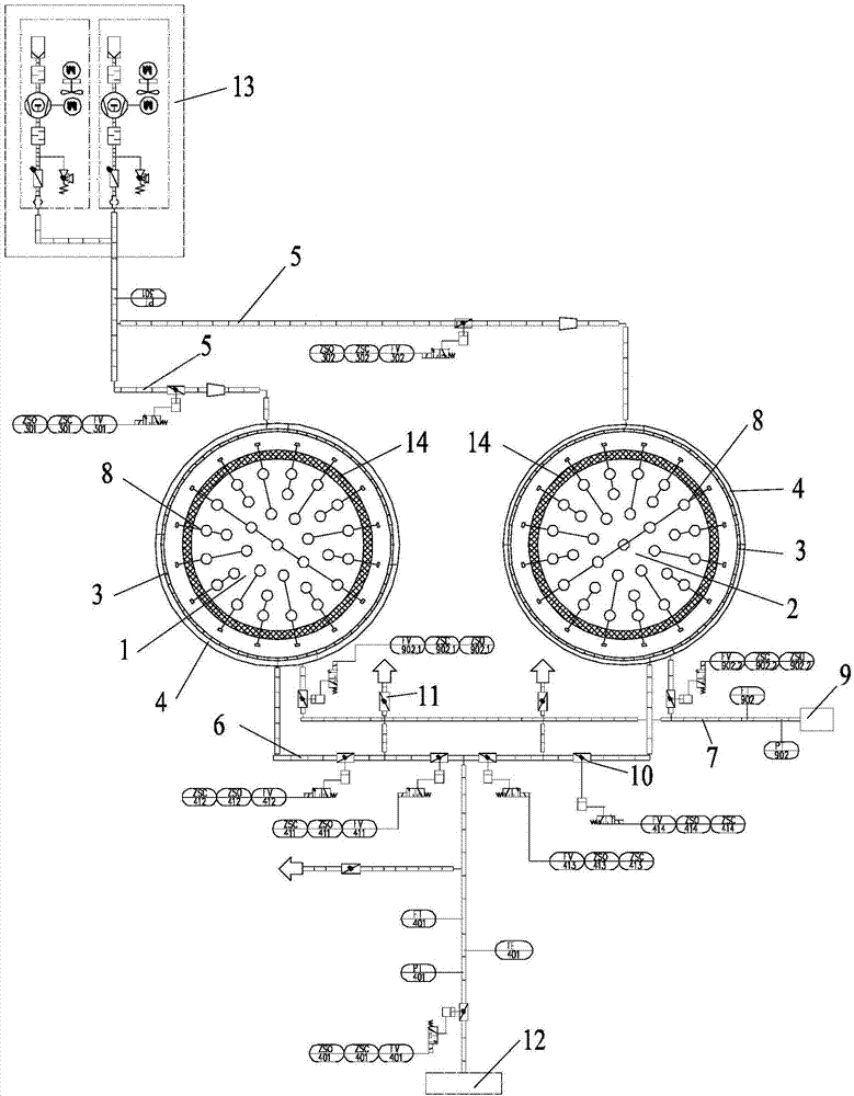 Gas guide system for gas-burning double-hearth lime kiln