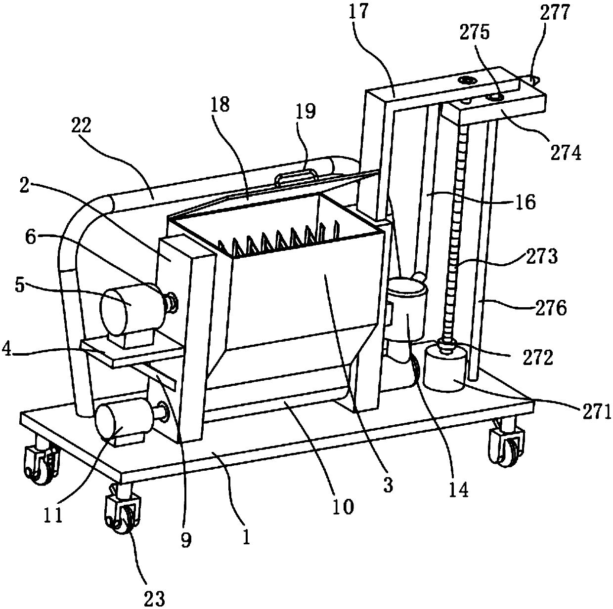 Construction shotcrete machine with mixing function and capable of automatically spraying