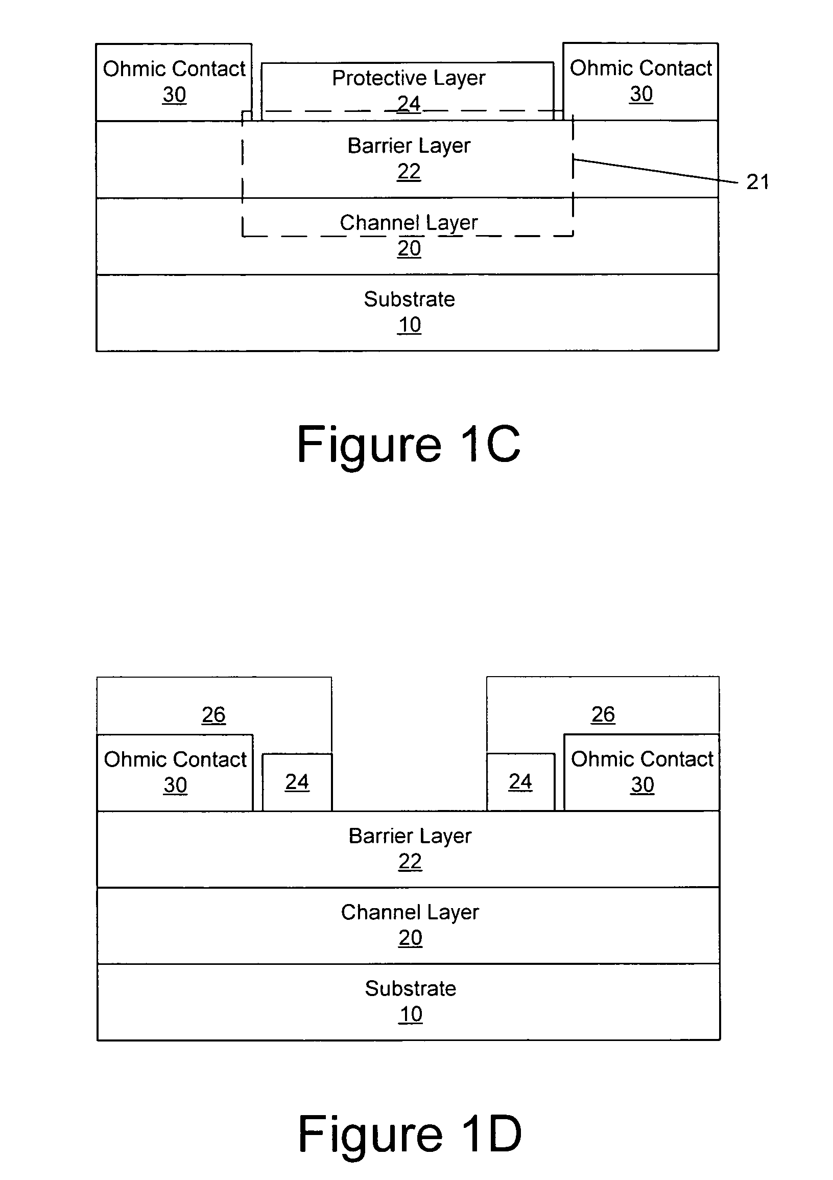 Nitride-based transistors with a protective layer and a low-damage recess and methods of fabrication thereof