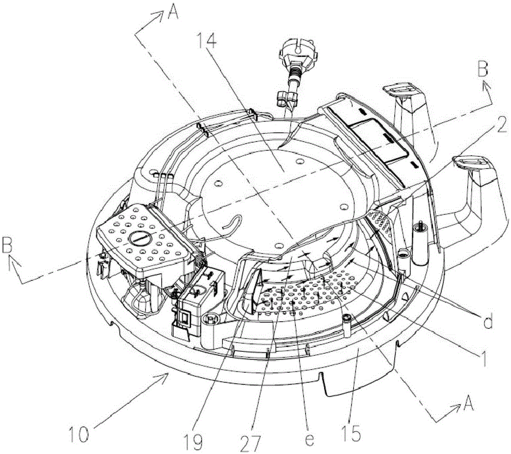 Air outlet duct of a vacuum cleaner