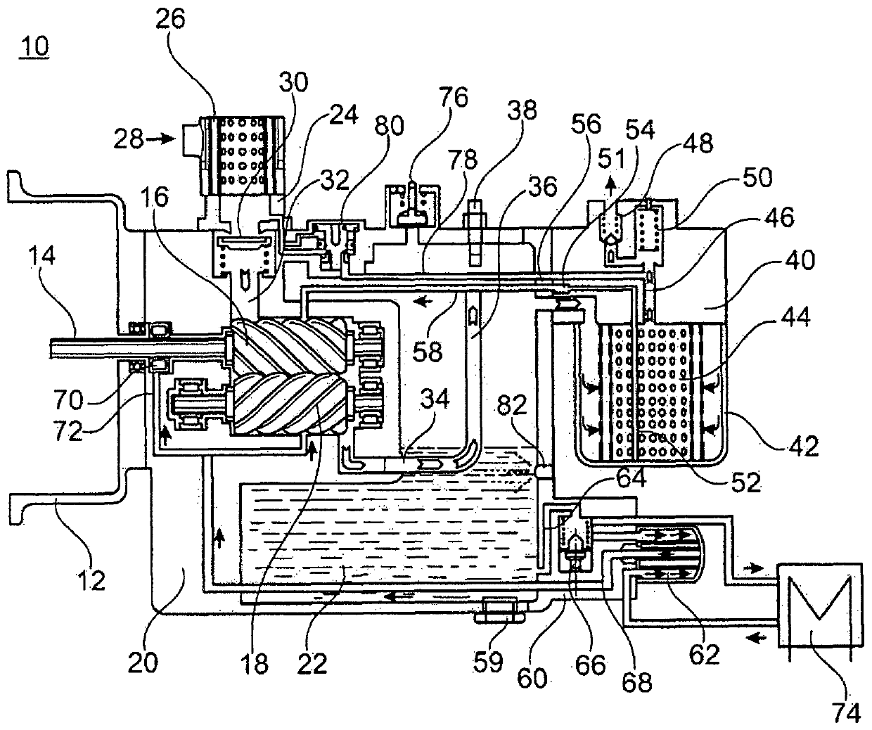 Screw compressor for a utility vehicle