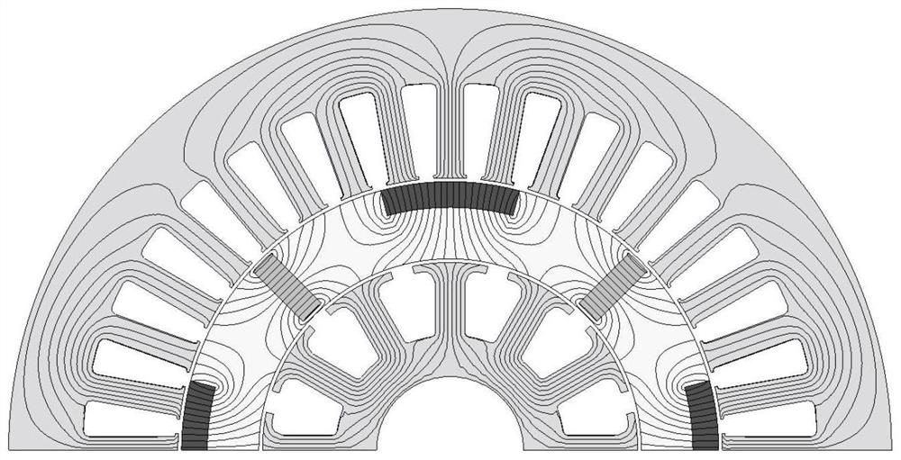 Stator partitioned alternating current excitation type hybrid excitation brushless motor based on hybrid pole rotor