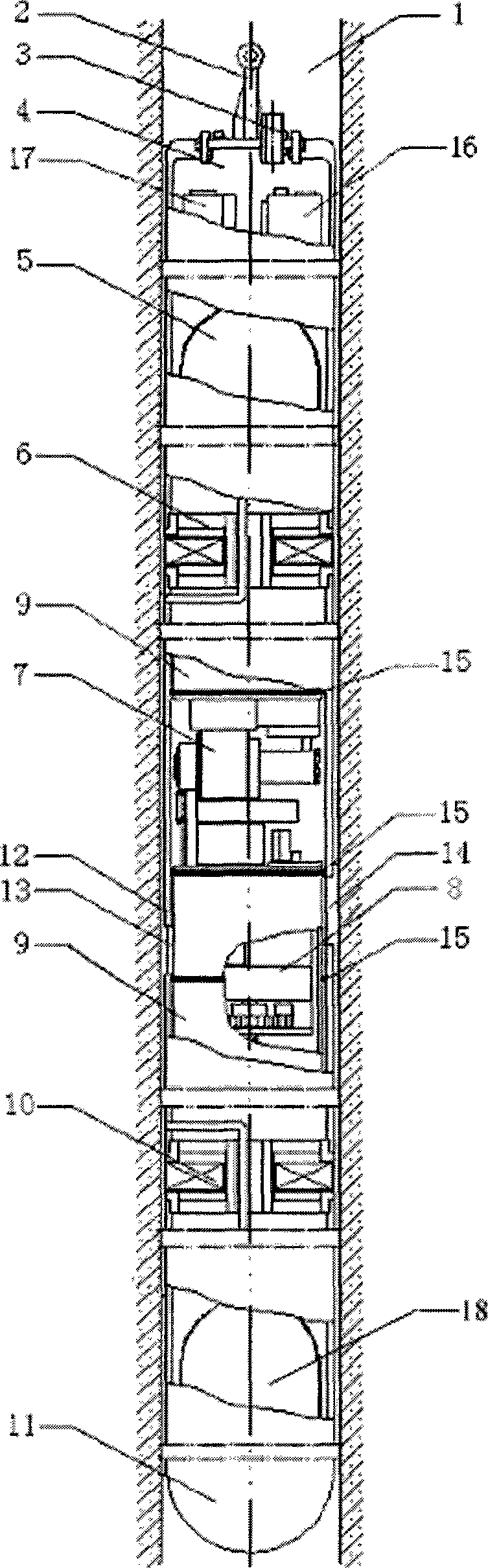 Geological borehole wall rock strain measurement device