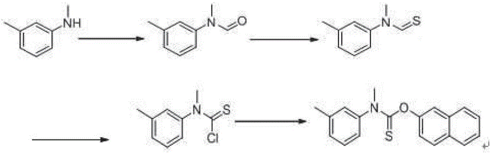 A kind of preparation method of N-methyl-n-(3-methylphenyl) thiocarbamate-2-naphthyl ester