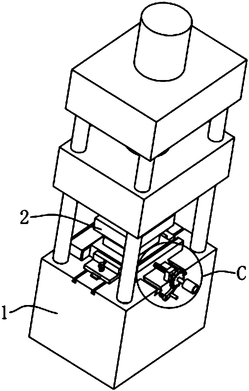 Mold fixing device for hydraulic punching machine workbench