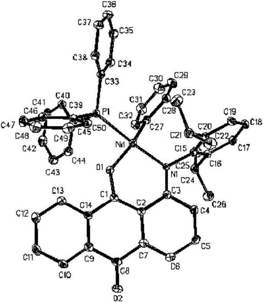 Aniline anthraquinone late transition metal compound and preparation method and application thereof