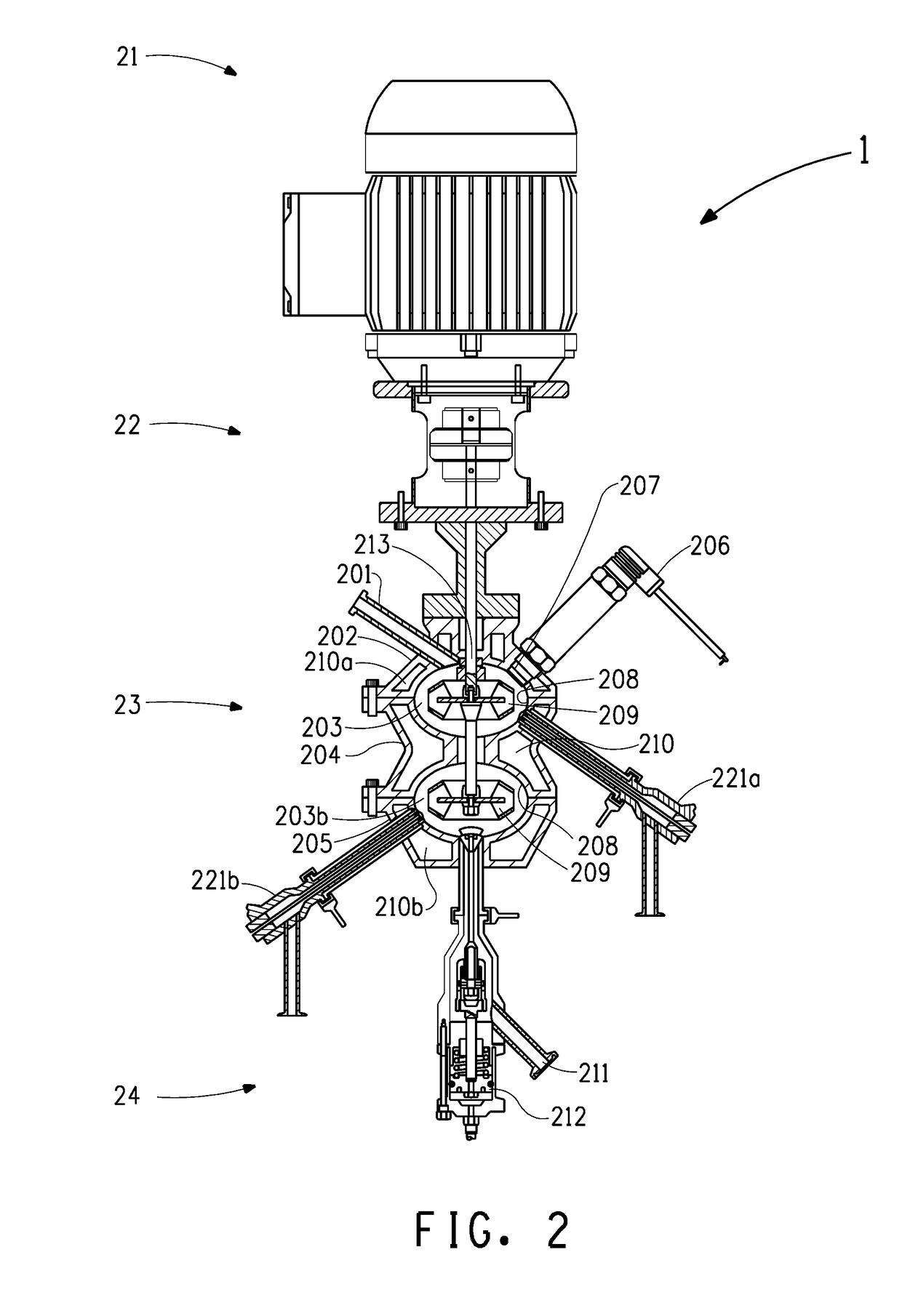 In-line multi-chamber mixer