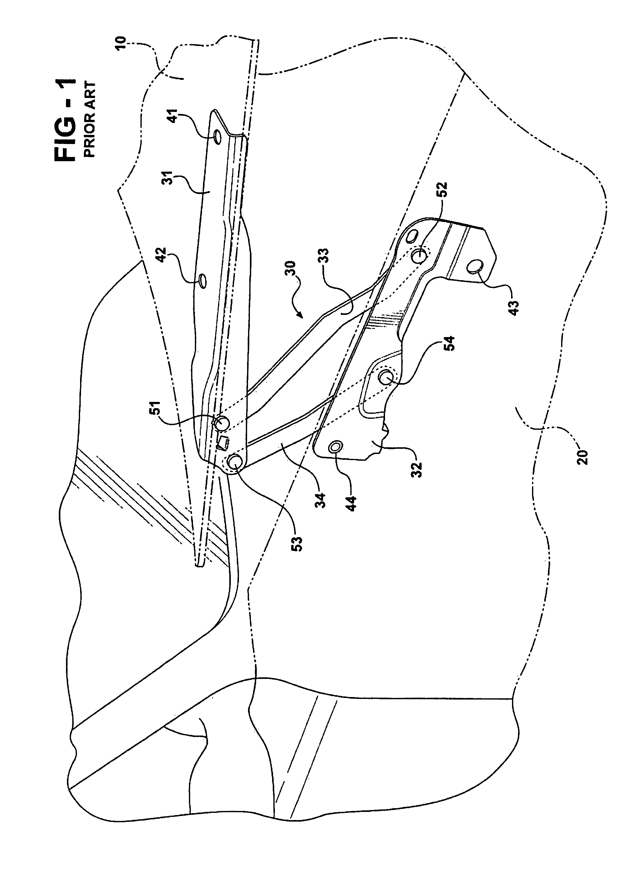 Four-bar linkage hinge for a motor vehicle hood