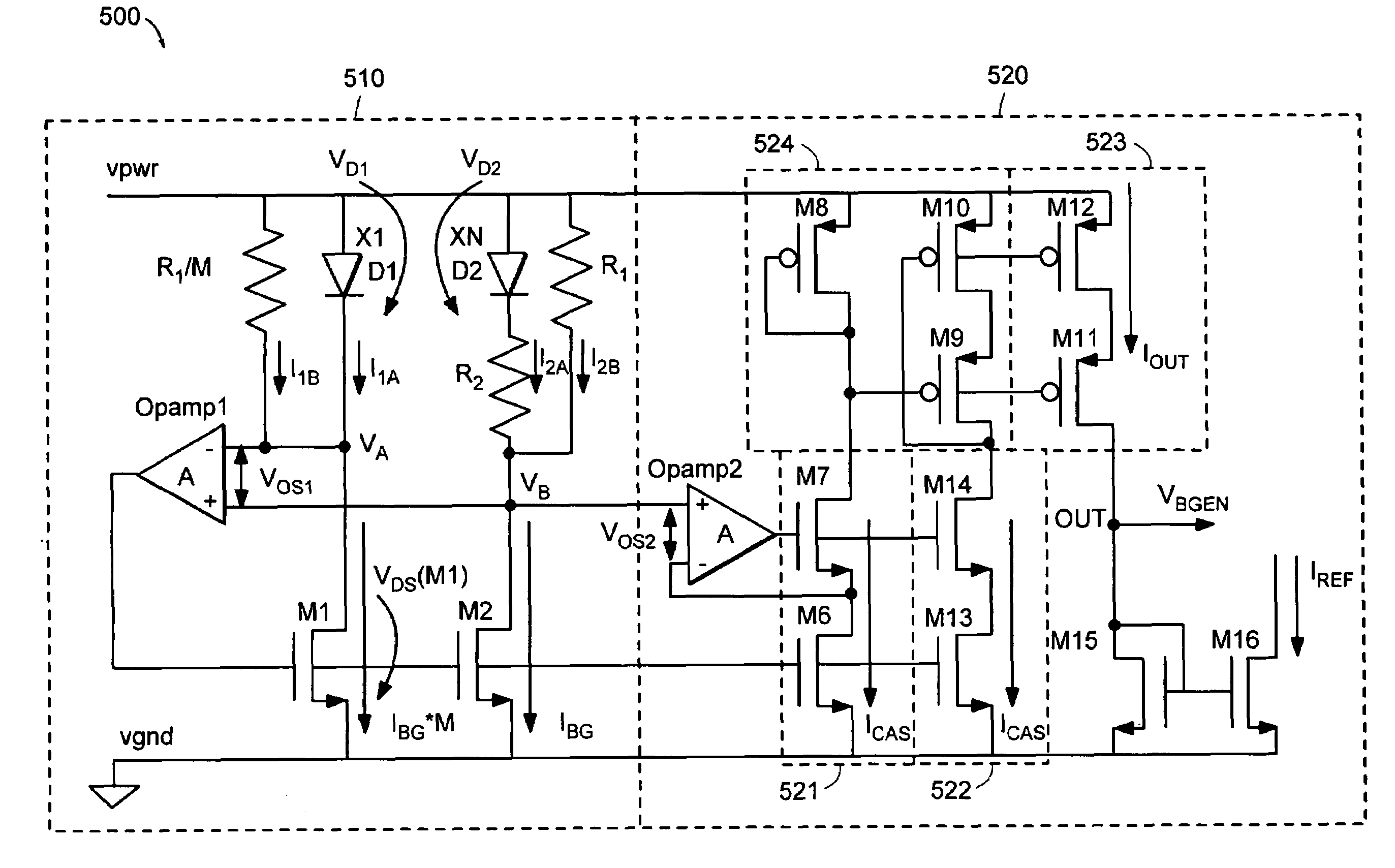 High PSRR, high accuracy, low power supply bandgap circuit