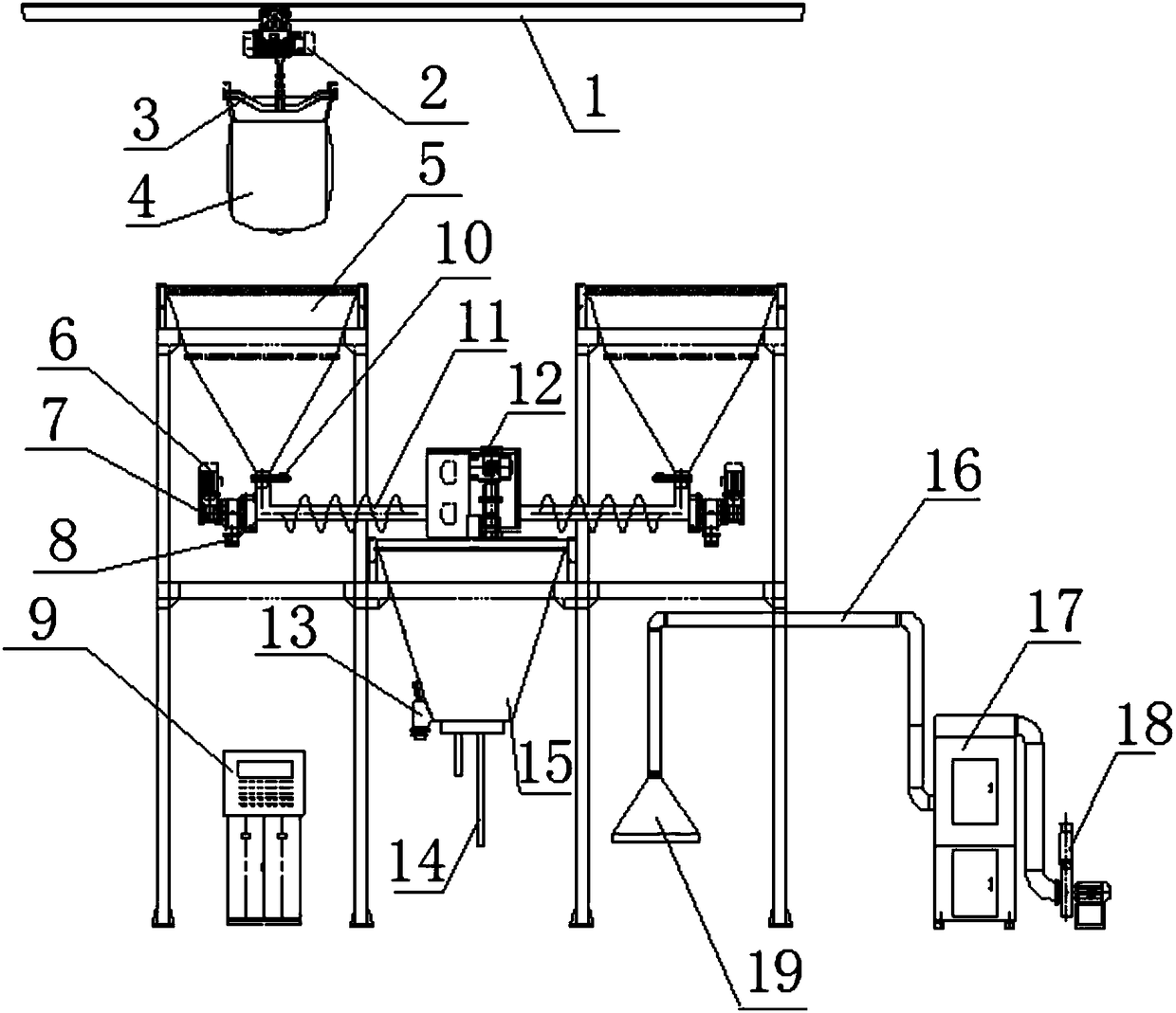 A kind of automatic production equipment of high-performance instant glue powder