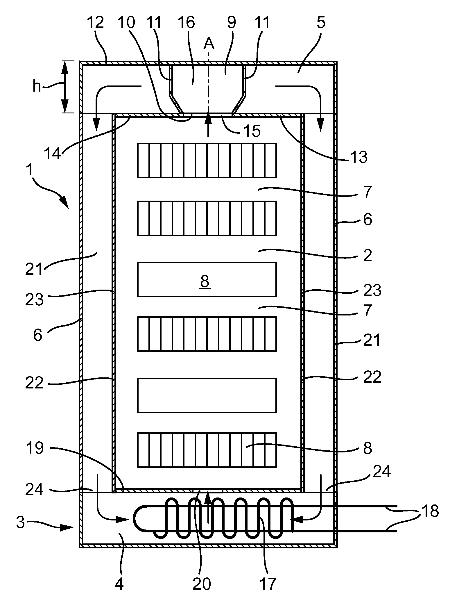 Switchgear Cabinet for Accommodating Electronic Plug-In Modules with a Heat Exchanger