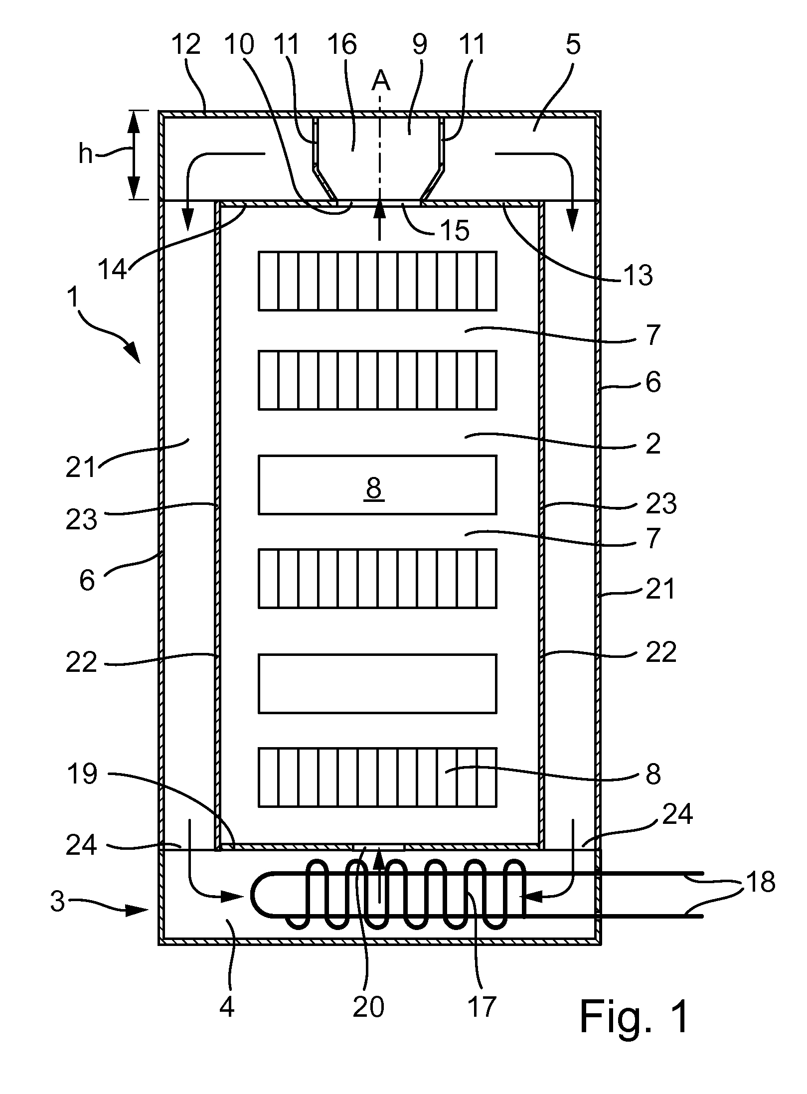 Switchgear Cabinet for Accommodating Electronic Plug-In Modules with a Heat Exchanger