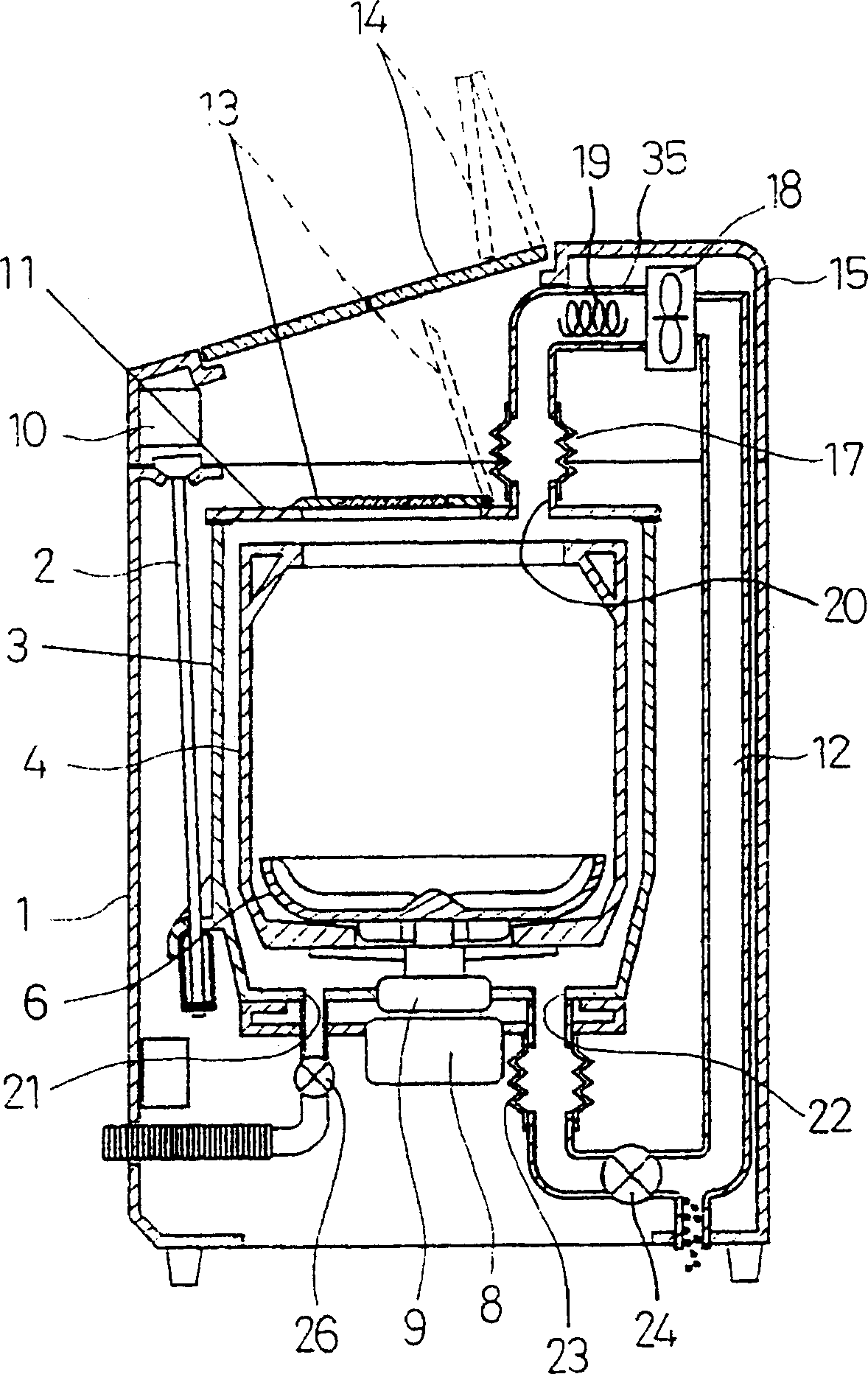 Washing machine with drying device