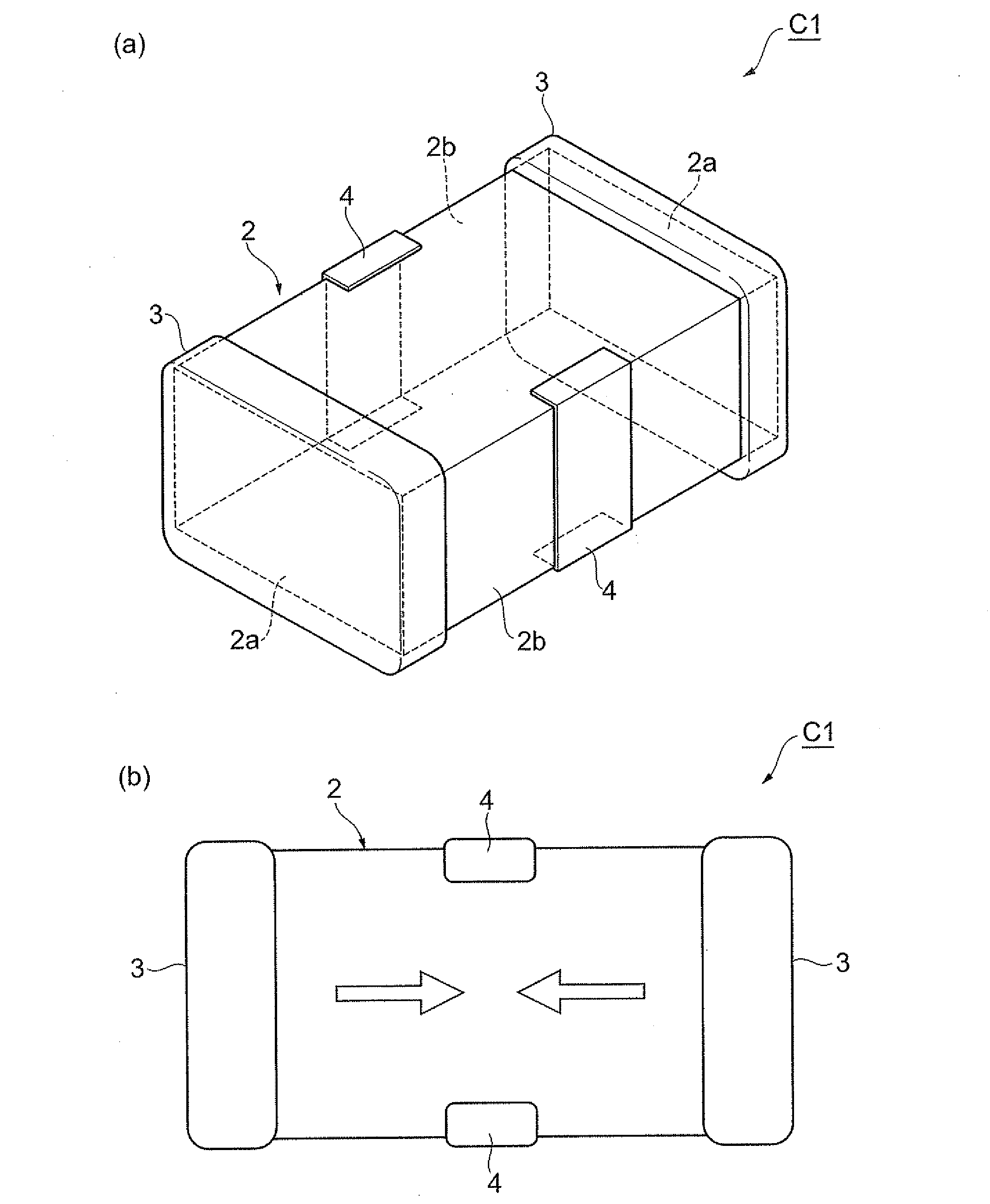 Feedthrough capacitor mounted structure