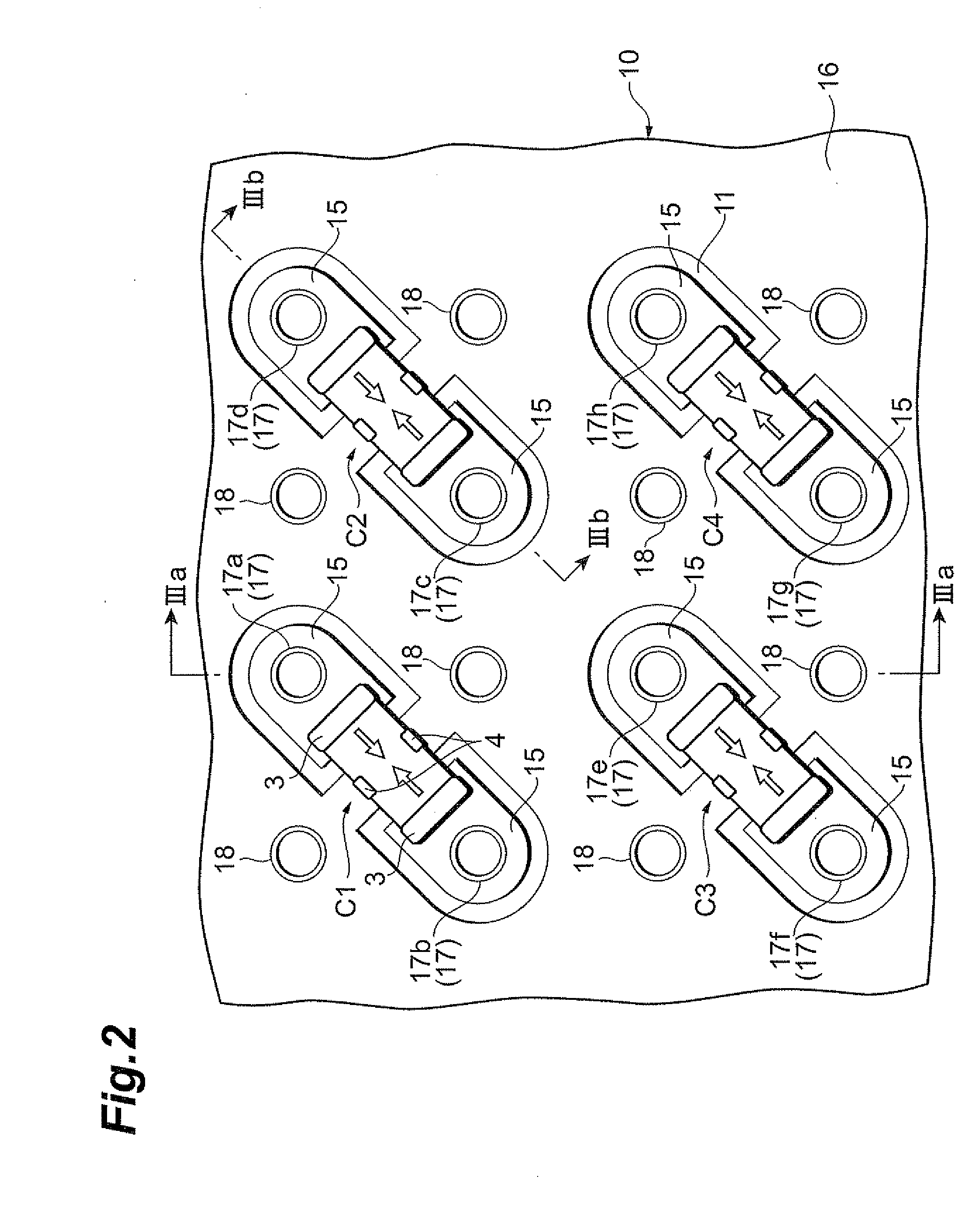 Feedthrough capacitor mounted structure