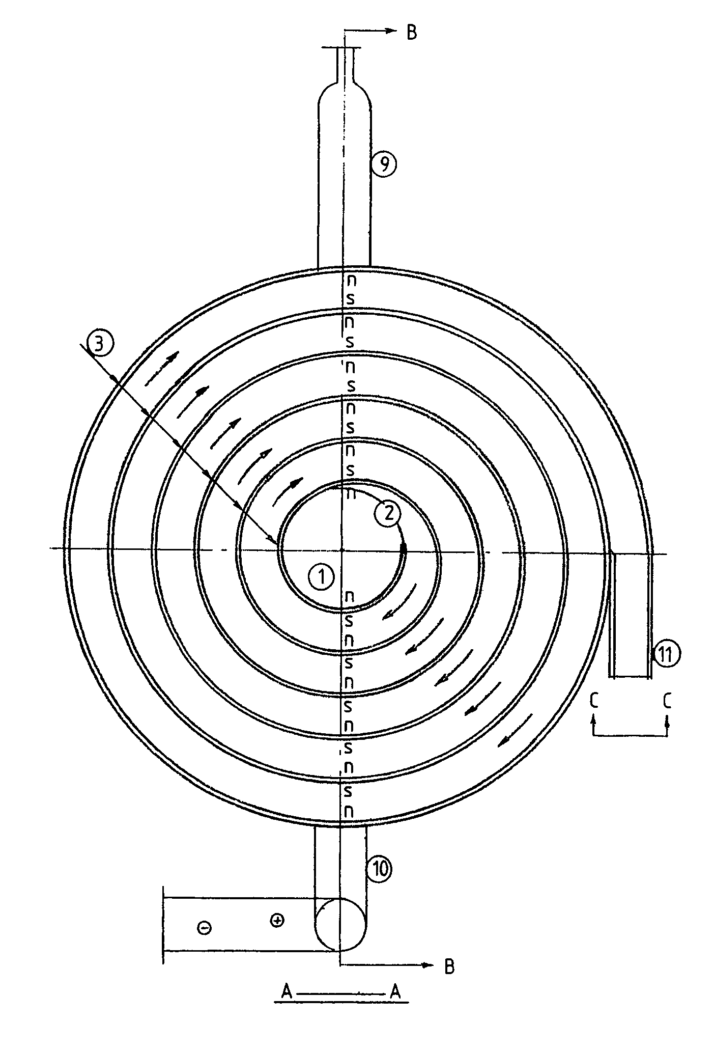 Ion separation and removal unit with gas extraction