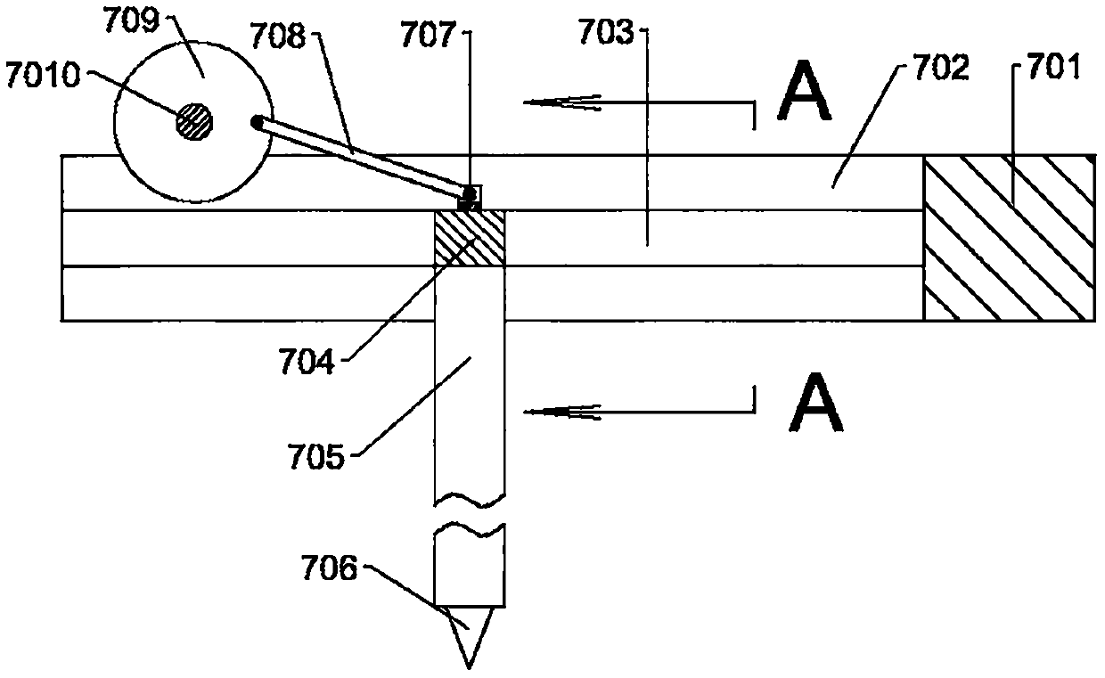 Equipment based on crank-slide block principle for soil treatment through chemical process