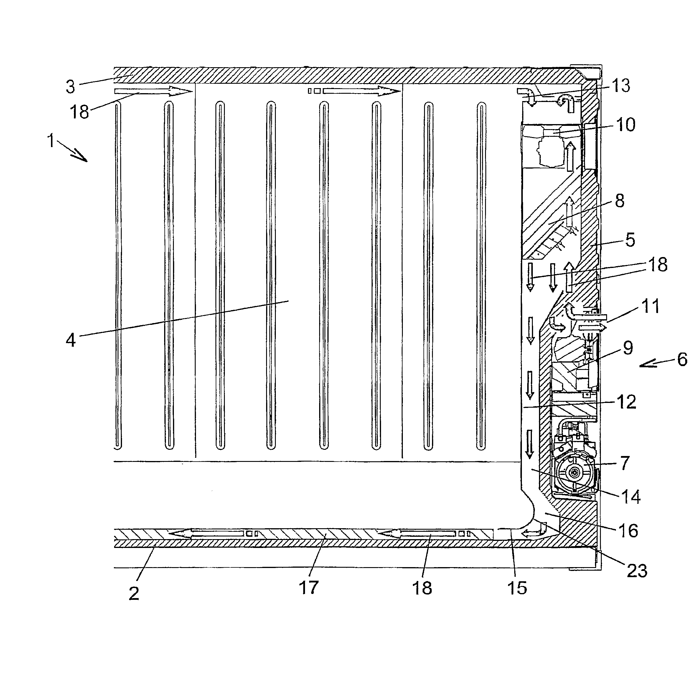 Container with air guide