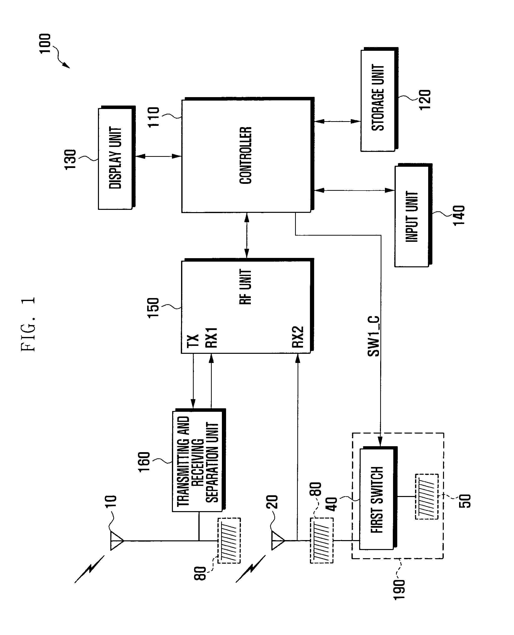 Mobile terminal and method of operating antenna thereof