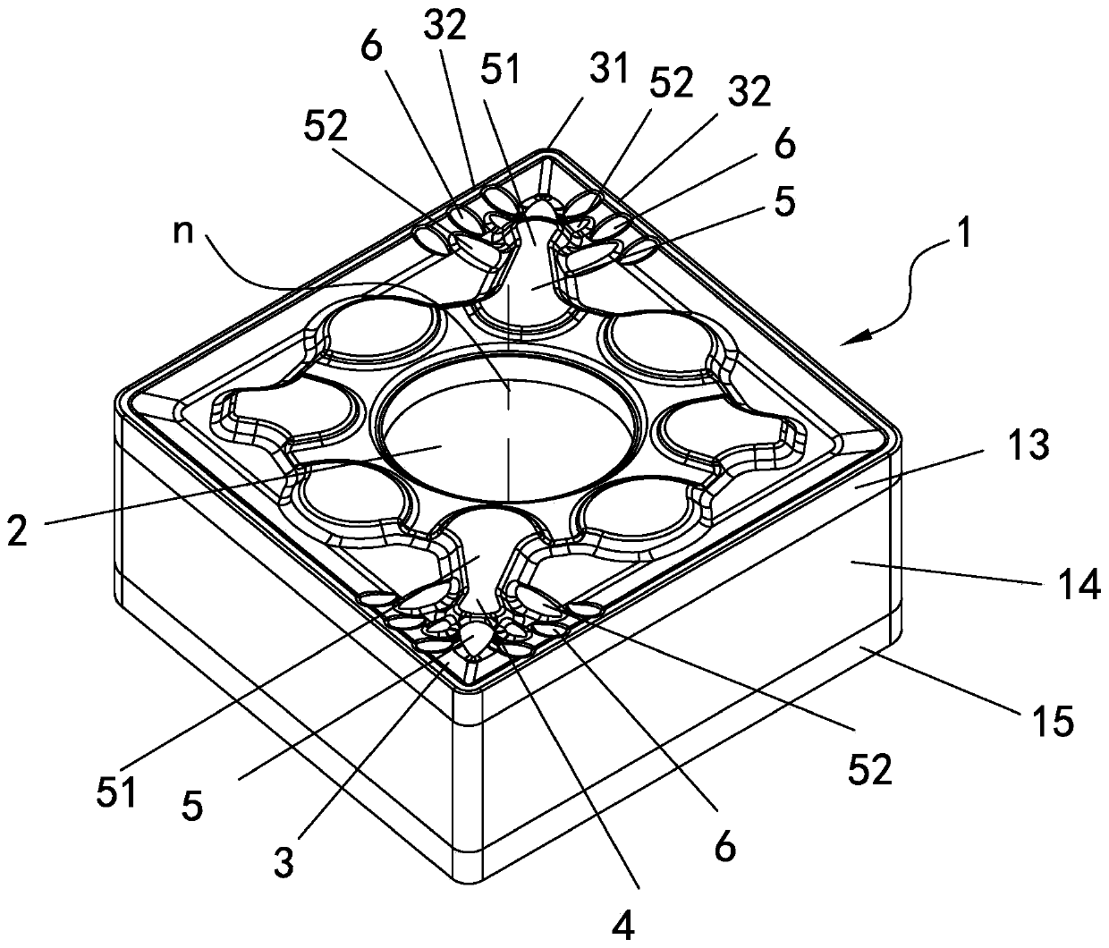 PCBN blade with tree-shaped chip breaker groove