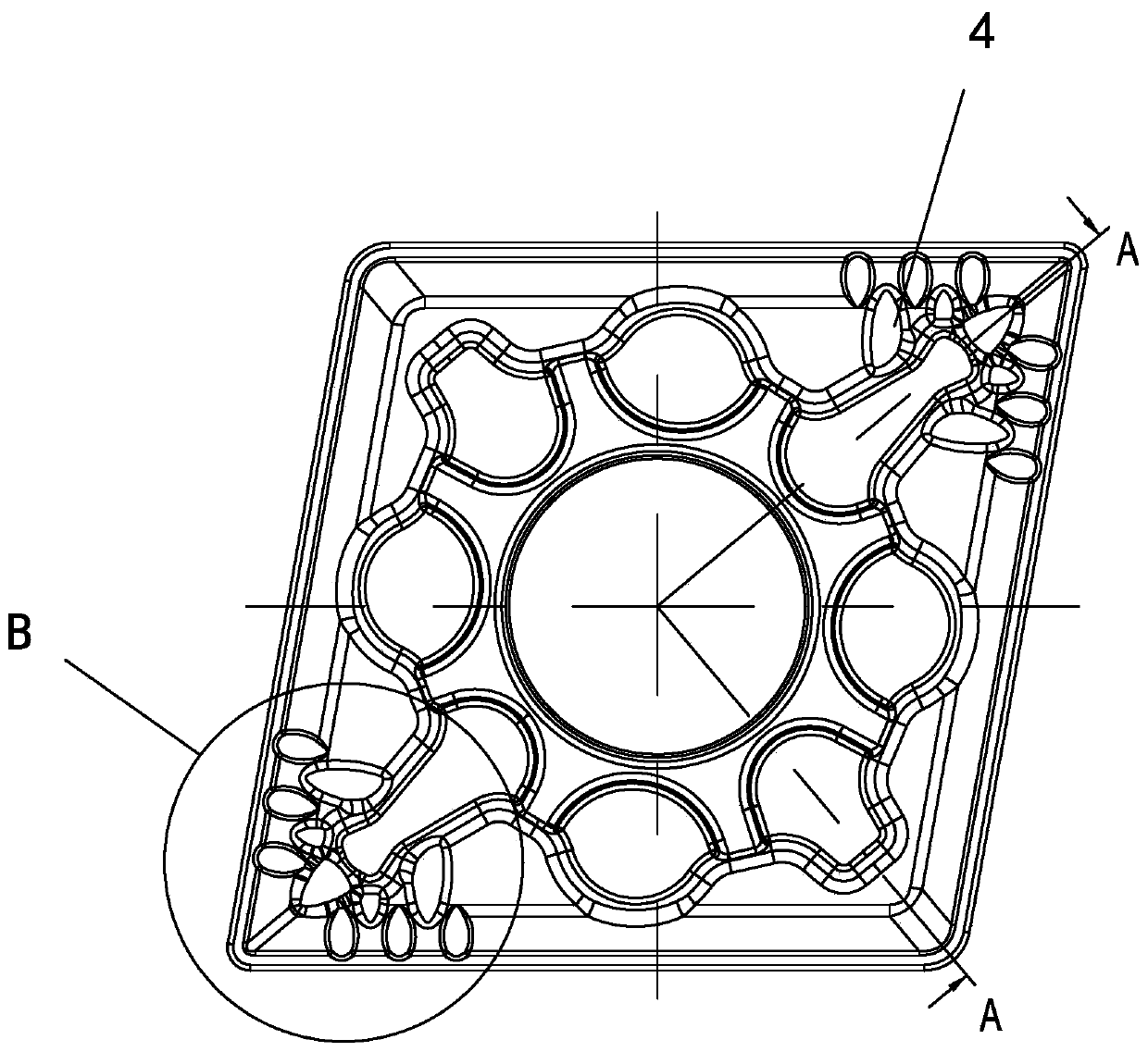 PCBN blade with tree-shaped chip breaker groove